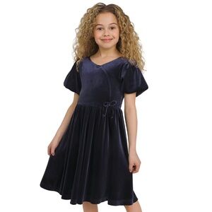 Land’s End Dark Blue Velvet Kids Dress